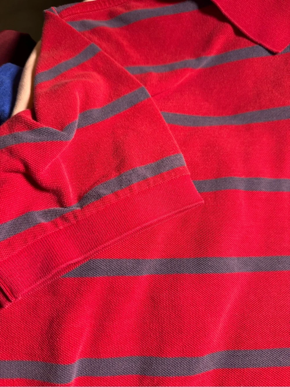 Ralph Lauren Red Polo with Navy Stripes and Yellow Pony